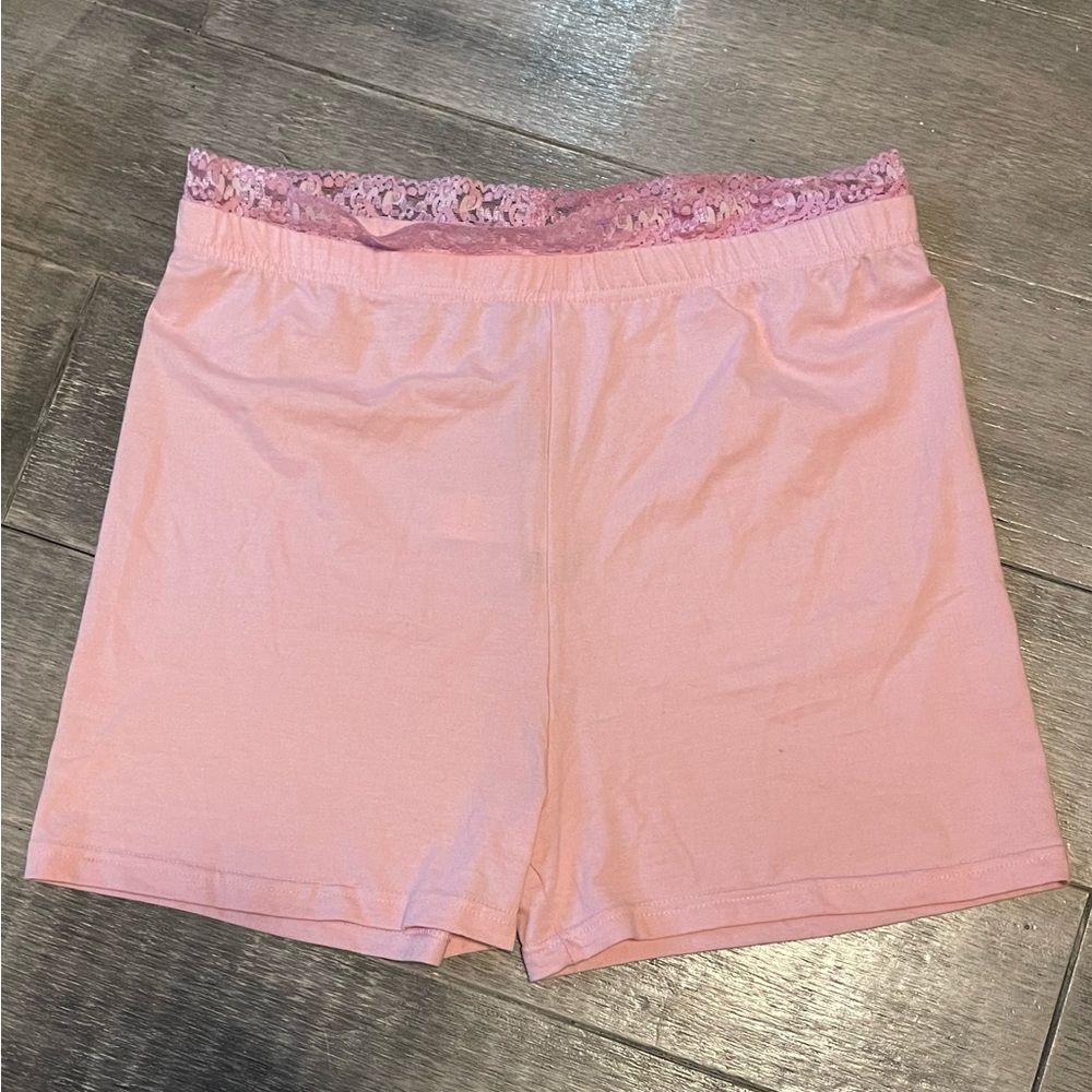 PrettyLittleThing Pink Jersey Lace PJ Shorts Size Large